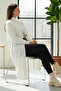 Long Knit Cardigan with Pockets R2892 Stone Color - 2