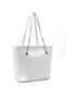 Crinkled Textured White Shk256 Faux Leather Zippered Single Compartment Chain Strap Hand, Arm, and Shoulder Bag - 2