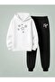 Sweatshirt - Tracksuit Set Girl Child Hooded Set Colorful Stars B Printed 3 Thread Raised