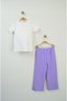 Lilac Zippered Jacket Three-Piece Girls' Set - 7