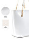 Crinkled Textured White Shk256 Faux Leather Zippered Single Compartment Chain Strap Hand, Arm, and Shoulder Bag - 5