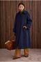 Collar Detailed Coat Dark Navy Blue - 2