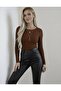 Women's Long Sleeve Crew Neck Viscose Basic Bodysuit – Black Coffee Gray Stylish Casual Top - 6