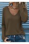 Women's Long Sleeve V Neck Viscose Two Thread Blouse - 4