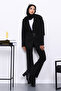 Black Belted Blazer Jacket Pants Suit - 5
