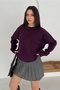 Women's Plum Standard Size Oversized Basic Knitwear Sweater - 3
