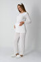Maternity Clothing 3-Piece Pajama and Robe Set - Checkered Jacquard Robe Maternity Buttoned Cotton Pajamas - 5