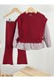 Girl's Top Knitwear Skirt Hem Shirt Top Corded Fabric Leggings Set - 2