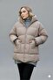 Women's Beige Hooded Puffer Jacket – Oversized Winter Thick Coat – Cold-Proof Puffer Jacket