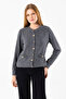 Women's Crew Neck Buttoned Soft Textured Cardigan Black - 2686 - 3