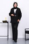 Black Belted Blazer Jacket Pants Suit