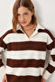 Oversized Striped Knitwear Sweater Lmc0076 Brown Bone - 3