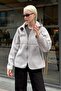 Gray Zippered Hooded Fleece Women's Jacket Mg2569 - 3