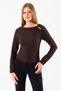 Women's Asymmetrical Collar Shoulder Accessory Detailed Bodysuit Brown - 26100