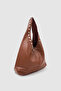 Stula Large Volume Magnetic Staple Detailed Hobo Shoulder Bag Brown - 5