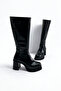 Black Patent Leather Platform Women's Boots P8024 - 4