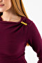 Women's Asymmetrical Collar Shoulder Accessory Detailed Bodysuit Burgundy - 26100 - 2