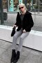 Black Zippered Hooded Fleece Women's Jacket Mg2569 - 3