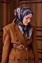 Twill Silk Scarf Black-Lilac Patterned Tok Duruşlu Non-Slip 90X90 - 5
