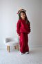 3-10 Years Old Girl's 3 Thread Fleece-Lined Pearl Detailed Winter Tracksuit Set - 3