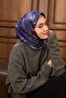 وشاح حرير تويلي أزرق داكن - أرجواني مزخرف بنمط أنيق 90x90 - 6