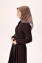 Thin Cotton Soft Scarf Brown-Petrol Green Mink Patterned Non-Slip Textured Breathable 90X90 - 3