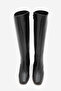 Women's Blunt Toe Zippered Thick Heeled Boots Lusso Black Croco - 6