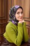 وشاح حرير تويلي أسود بنمط فوندا مع مشبك 90x90