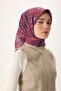 Thin Cotton Soft Scarf Fuchsia-Patina Green Patterned Non-Slip Textured Tok Duruşlu 90X90 - 3