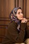 وشاح حريري من التويل بنمط أرجواني داكن وأخضر مع تصميم أنيق 90x90 - 2