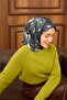 وشاح حرير تويلي بنمط أرجواني غامق-زمردي 90x90 - 4
