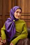 Twill Silk Scarf Purple-Smoked Gray Gradient Non-Slip Buckle 90X90 - 2