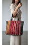 Handwoven Patterned Fabric Bag |   Nubuck Back, Cotton Front and Sides - 3