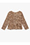 Leopard Patterned Beige Baby Girl Long Sleeve T-Shirt 6Wmg10204Ak - 2