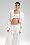 Women's Cropped Blazer Jacket with Handcrafted Detailing on the Sleeves - 8