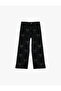 Cotton Bow Detail Wide Leg Denim Pants