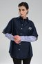 Women's Denim Sleeves Lace and Poplin Fabric Detailed Design Shirt - 2