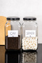 2-Piece 3-Liter Jar Set Tea Sugar Labeled 3000 ml Glass Jar with Metal Lid Storage Box Set