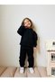 Boys / Girls Tracksuit Set with Kangaroo Pocket Hooded 3 Thread Ş Fleece-Lined Black - 7