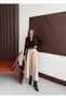 Buketli̇ Women's Skirt Yellow Button Detailing Gabardine Fabric Top Part Knitted Fabric Polo Neck Belted Long Skirt - 4