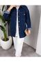 Women's Washable Pocket Denim Jeans Navy Blue Jacket - 4
