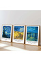 3 Piece Wooden Framed Living Room Hall Kitchen Van Gogh Painting Set Set3485