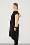 Black-Camel Hooded Trench Coat with Embroidered Sleeves - 5