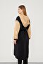 Black-Camel Hooded Trench Coat with Embroidered Sleeves - 6