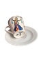 Signed Hand-Painted Porcelain Coffee Cup and Saucer with a Kazak Girl and Pomegranate Image - 7