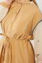 Camel-Beige Hooded Trench Coat with Embroidered Sleeves - 4