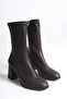 Women's Boots Stretch Brown Leather Thick Heeled Internal Zipper Agnes - 6
