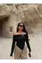 Women's Black Madonna Collar Buckle Blouse - 2