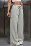 Women's Gray Wide Leg 3 Thread Fleece Winter Sweatpants - 4