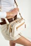 Cream Camel Embossed Print Three Compartment Women's Shoulder Bag 17X28 Size - 3